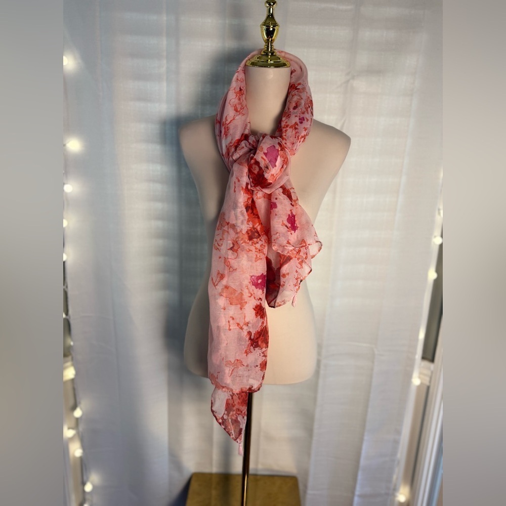 Peter Som Pink and Red Silk Scarf